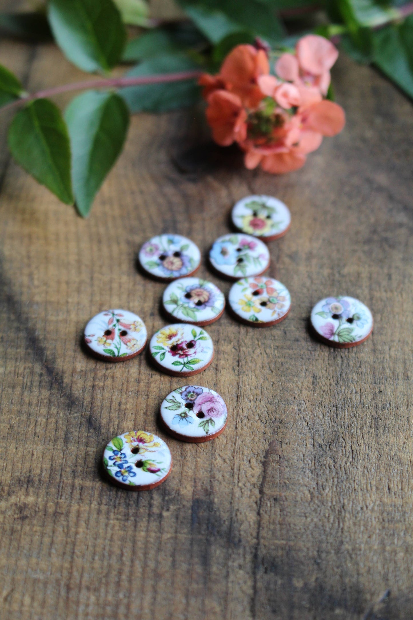 Handmade Wildflower Mini Ceramic Buttons (Set of 10)