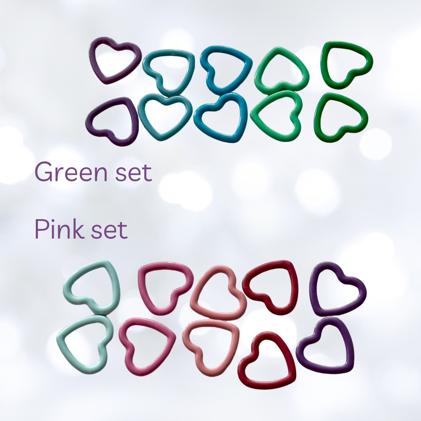 Basic Stitch Set Snag-Free Metal Stitch Markers Cat + Hearts: Cat - Jumbo rainbow