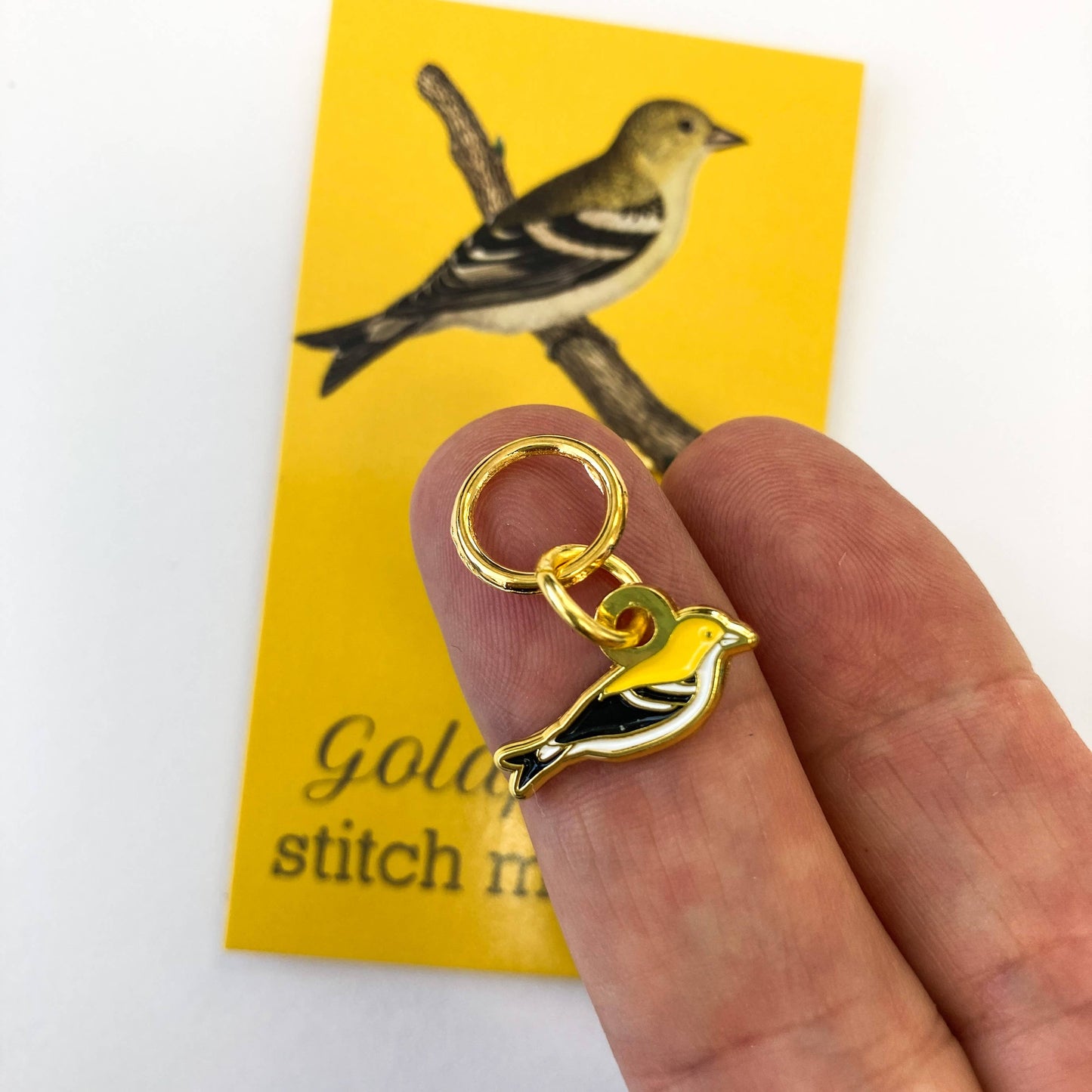 Bird stitch markers for knitters singles, Aviary singles: Round Goldfinch
