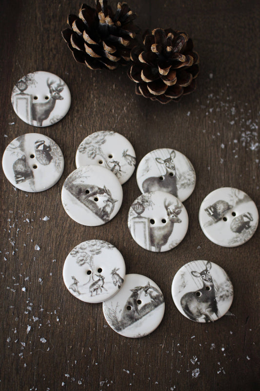 Woodland Animals Ceramic Buttons (Set of 10)
